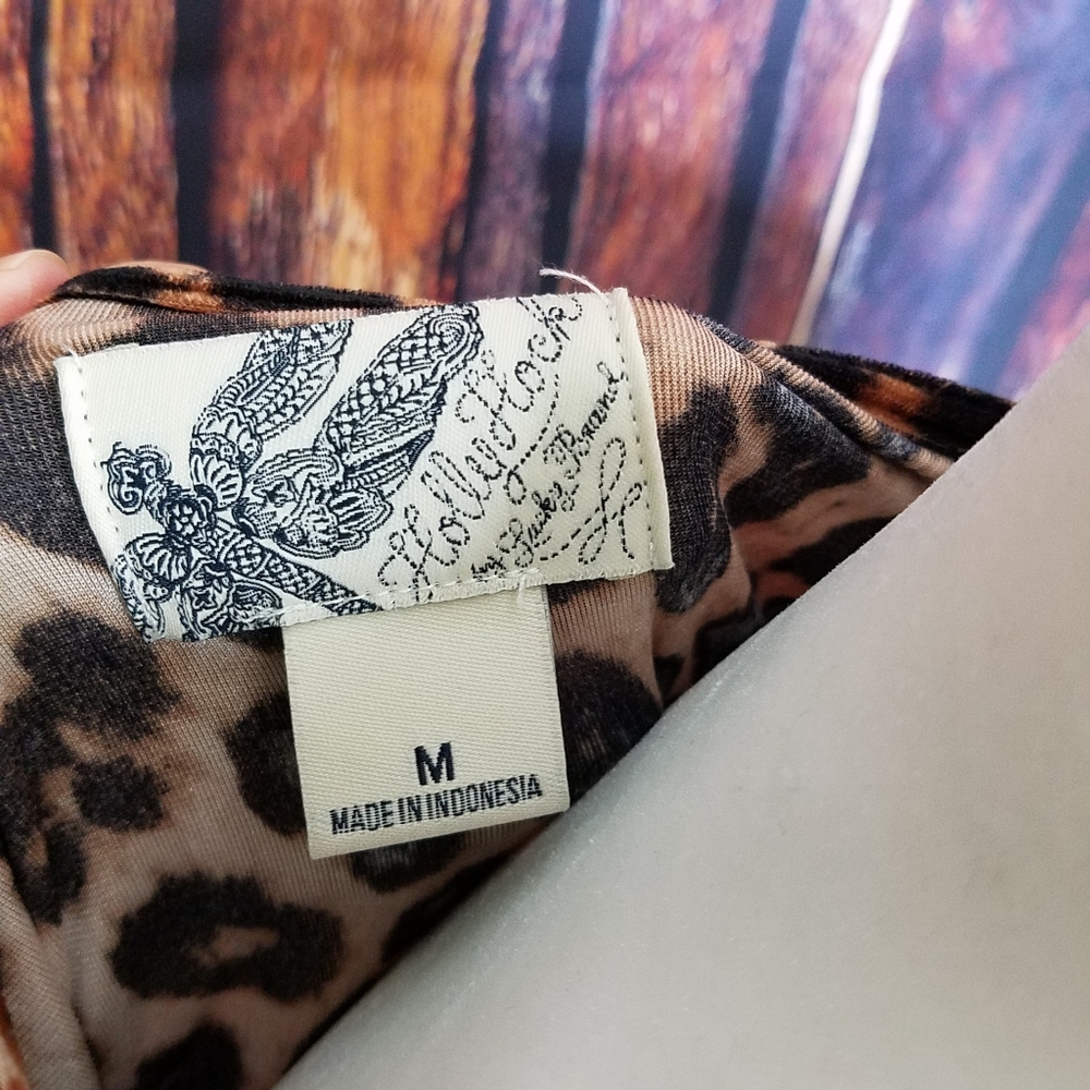 Holly Hock Lucky Brand Leopard Print Velvet Blouse - Picture 7 of 8